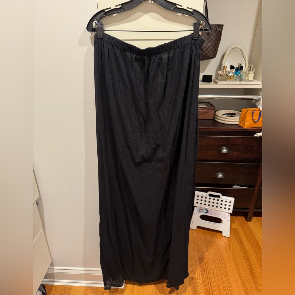 BY ANTHROPOLOGIE STRAPLESS GAUZE MAXI DRESS- onyx